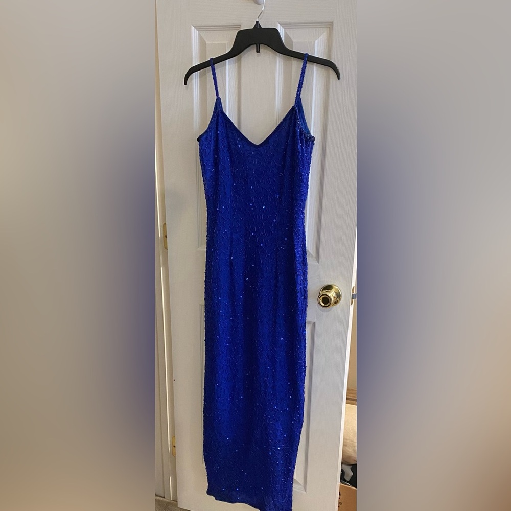 Blue sequin gown
